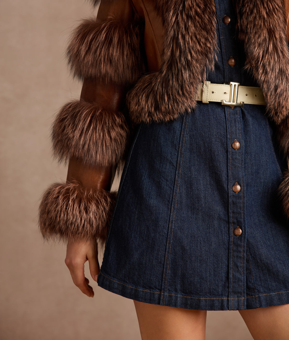 Annie Leather Jacket With Fox :: Brown 12