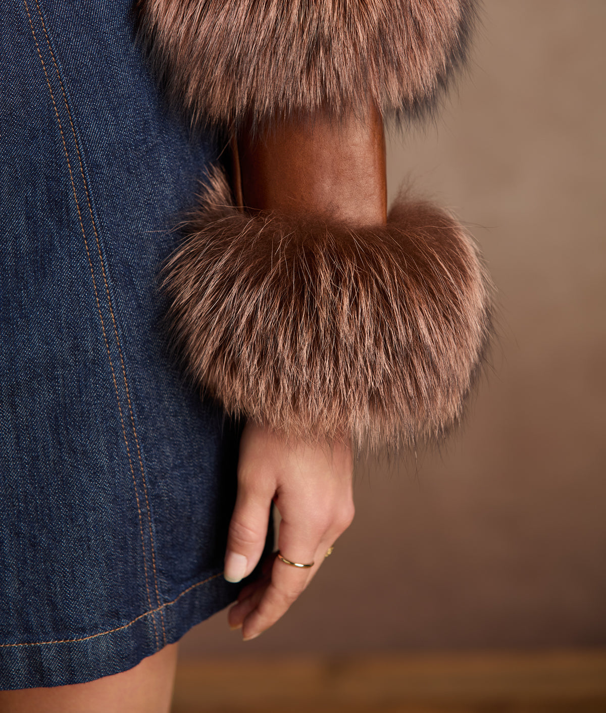 Annie Leather Jacket With Fox :: Brown 13