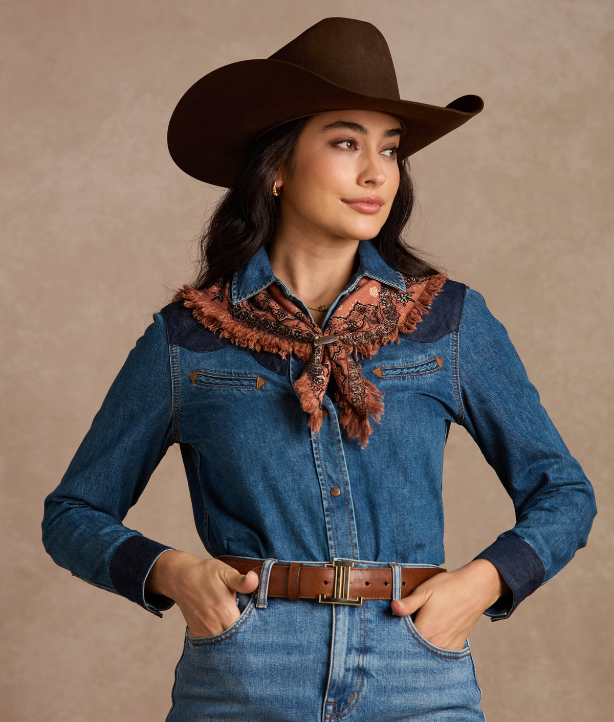 Cashmere Paisley Bandana :: Brown 3