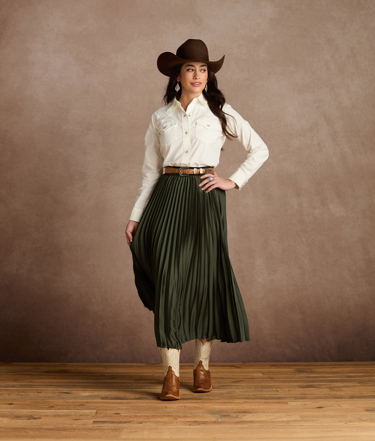 Jaclyn Accordion Skirt :: Olive 7