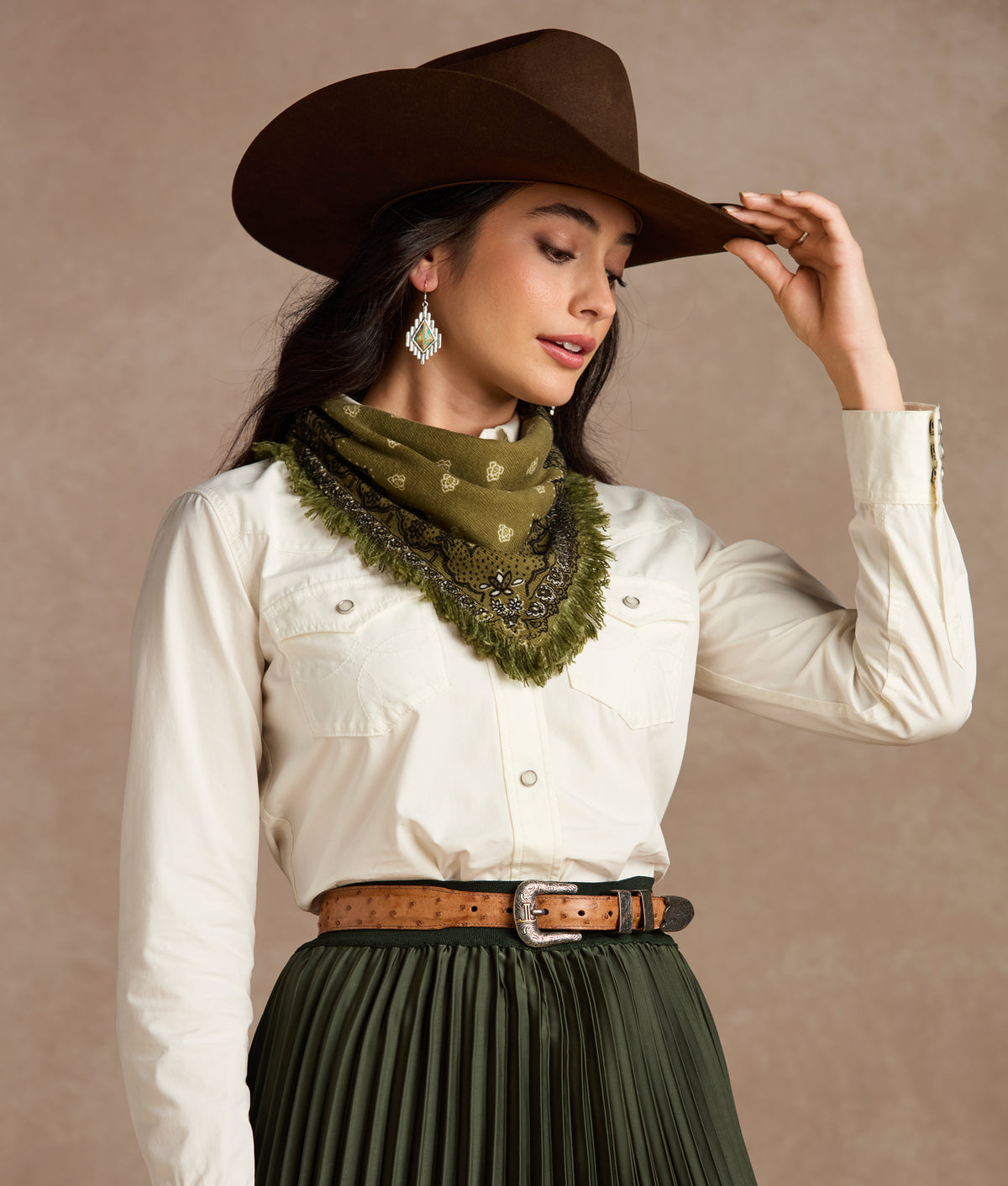 Jaclyn Accordion Skirt :: Olive 5