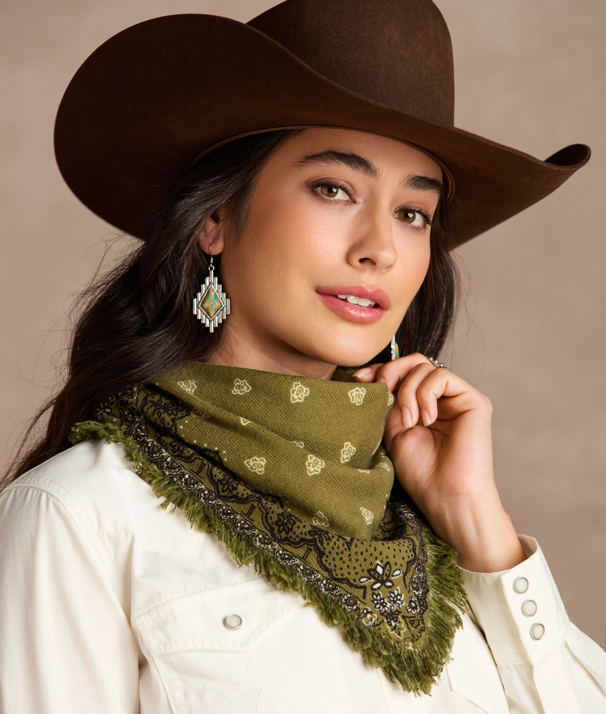 Cashmere Paisley Bandana :: Green 3