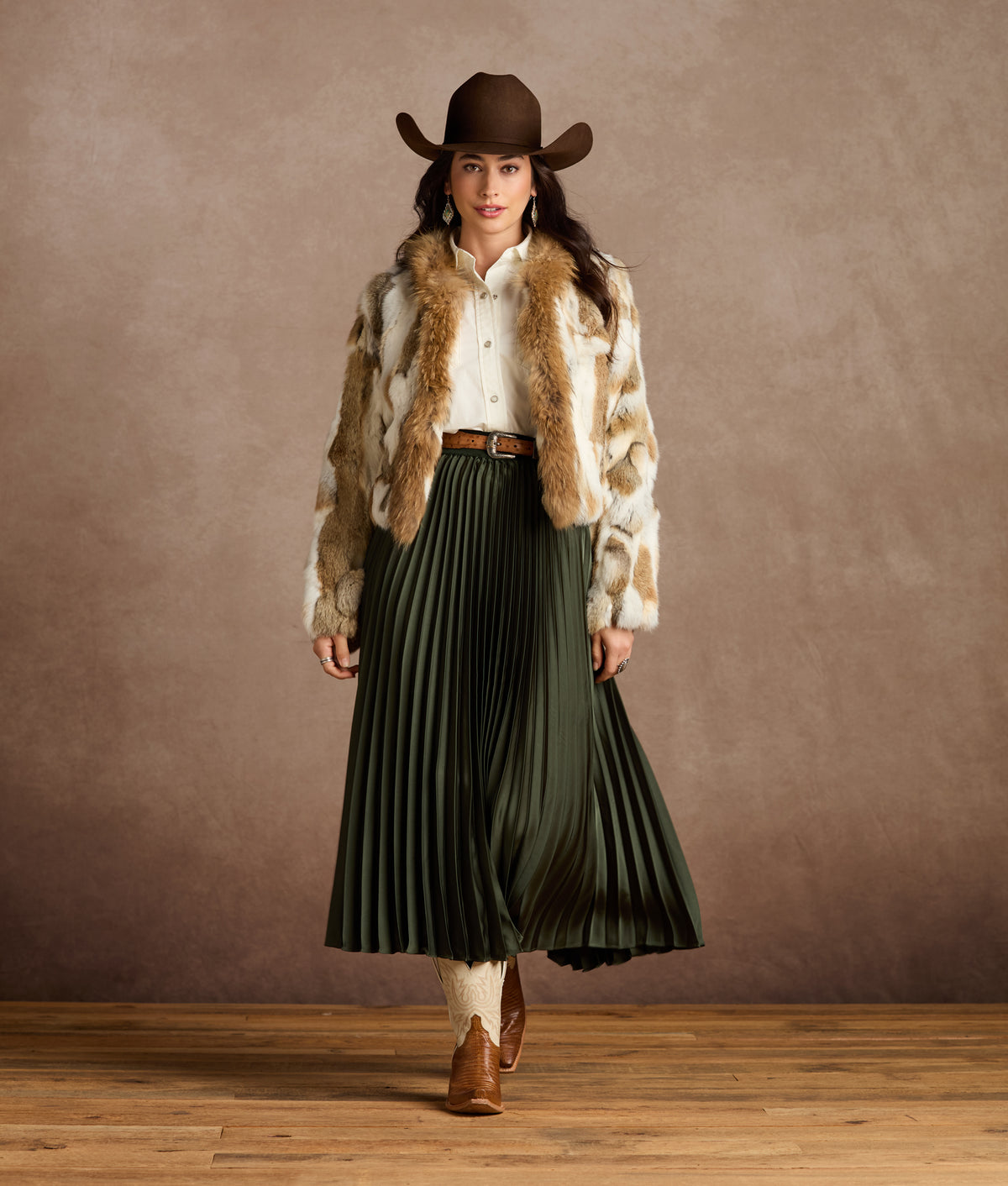 Bryn Rabbit Pieced Jacket With Raccoon Tuxedo :: Natural 4