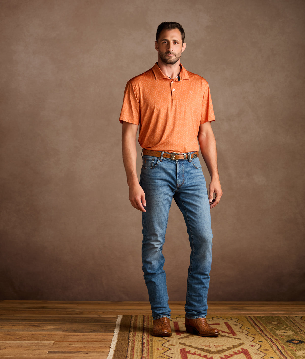 Lucchese Golf Polo :: Burnt Orange 2