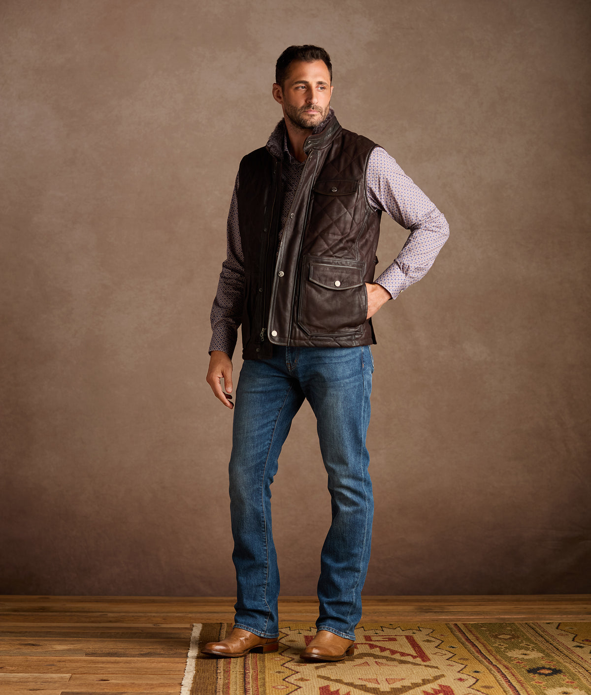 Vail Quilted Leather Vest :: Espresso 10