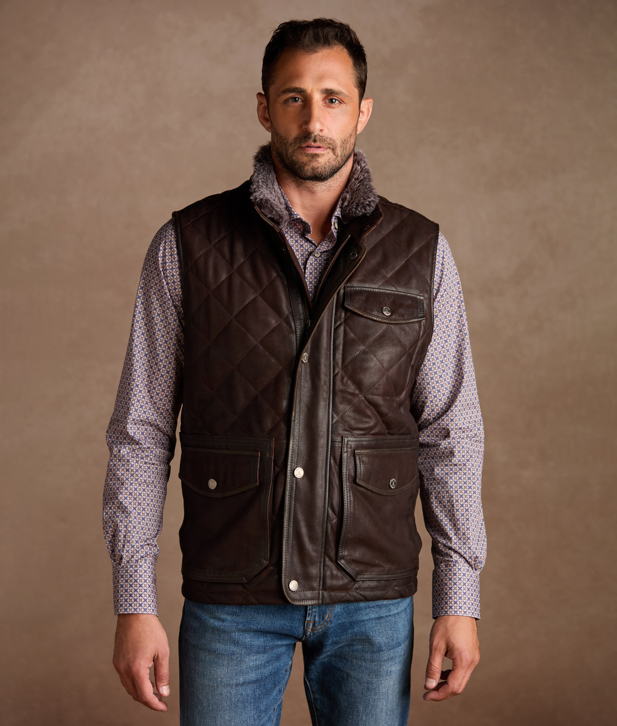 Vail Quilted Leather Vest :: Espresso 11