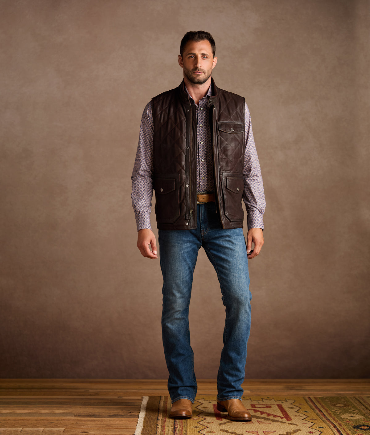 Vail Quilted Leather Vest :: Espresso 2