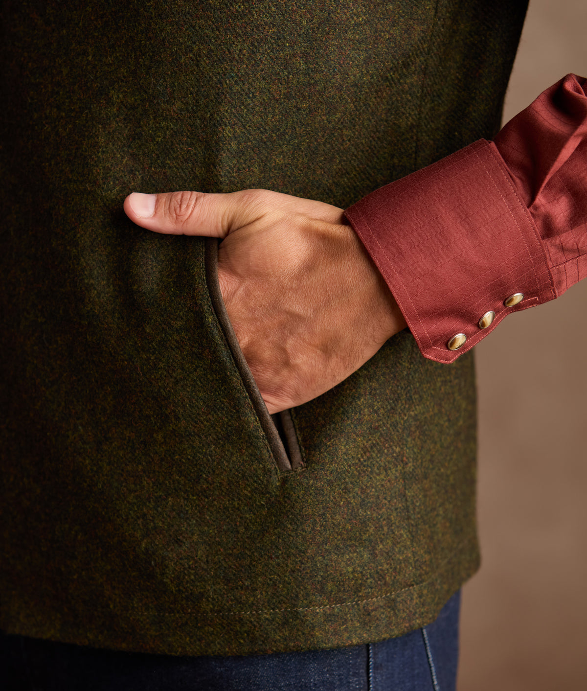 Asheville Wool Vest With Leather Trim :: Forest Green 7