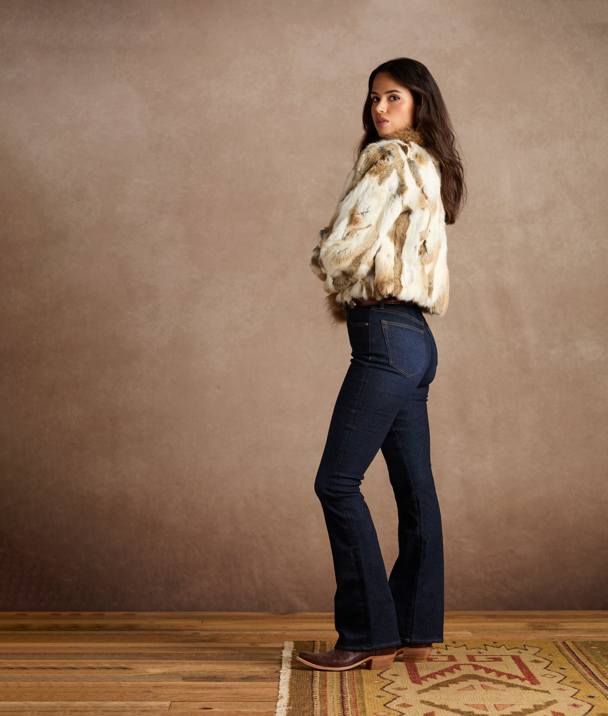 Bryn Rabbit Pieced Jacket With Raccoon Tuxedo :: Natural 12