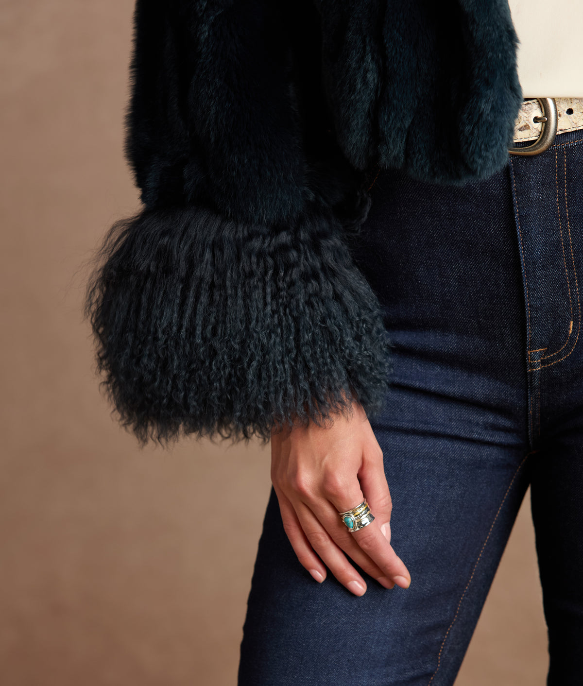 Melbourn Rabbit & Tibetan Lamb Jacket :: Turquoise 8