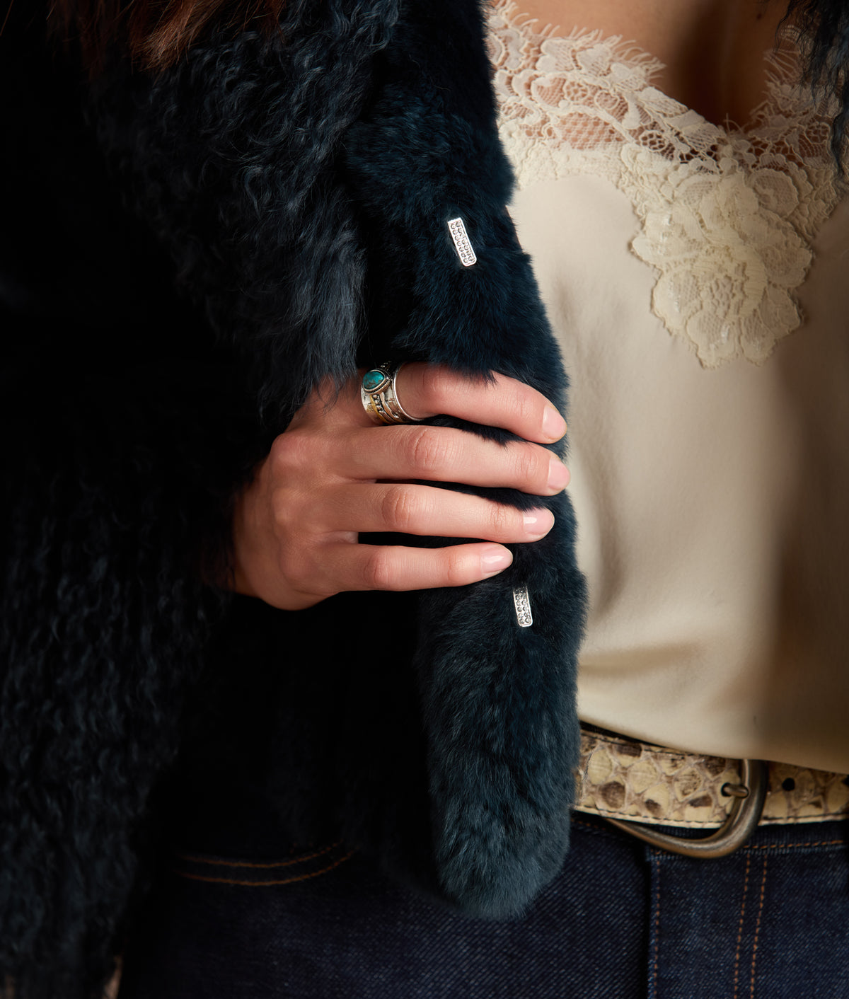 Melbourn Rabbit & Tibetan Lamb Jacket :: Turquoise 10