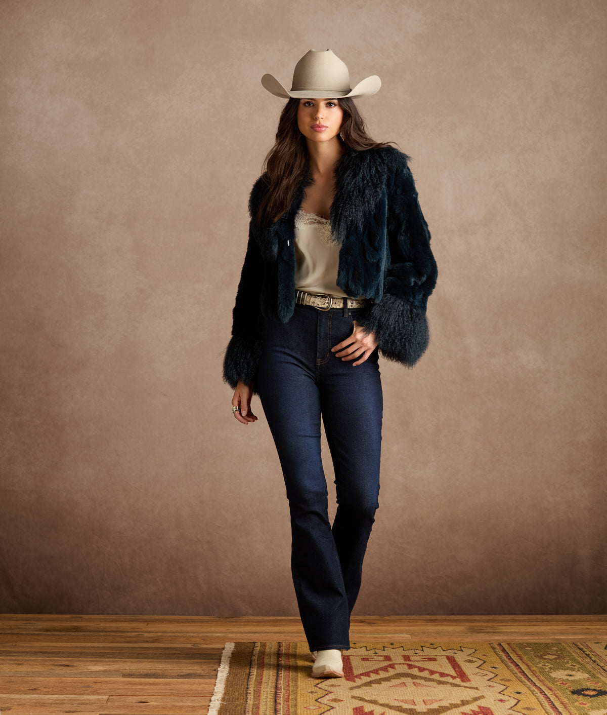 Melbourn Rabbit & Tibetan Lamb Jacket :: Turquoise 2