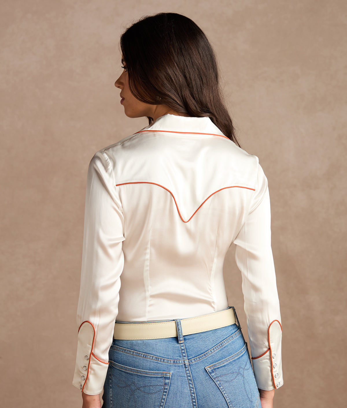 Piped Western Snap Blouse :: Off White 9