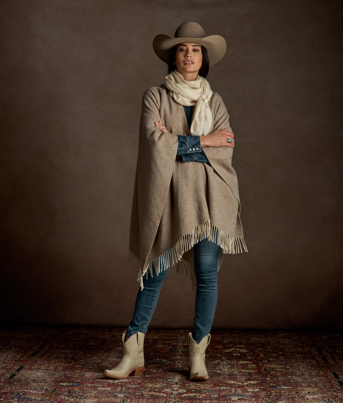 Mirrored L Silk Wool Scarf :: Cream 4