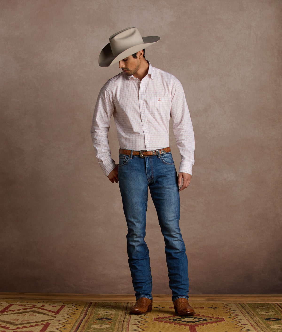 San Antonio Tailored Fit :: Burnt Orange/White 12