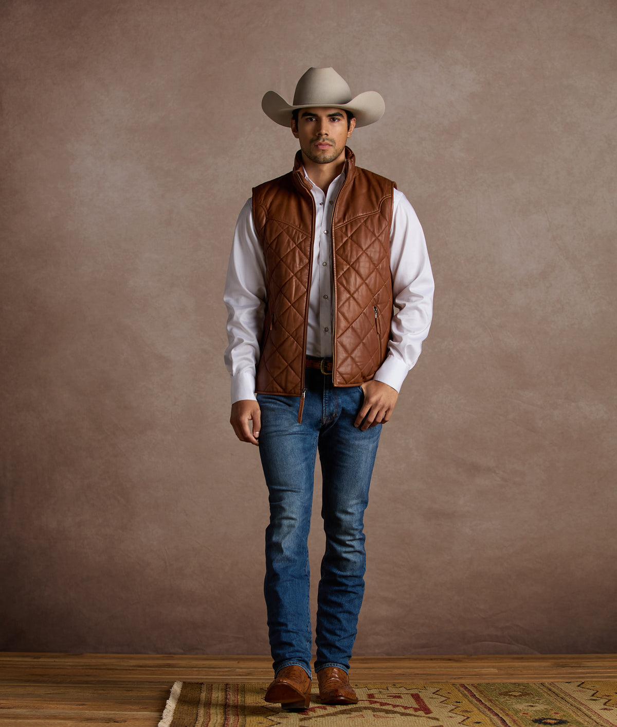 McCoy Lamb Leather Puff Vest :: Cognac 2