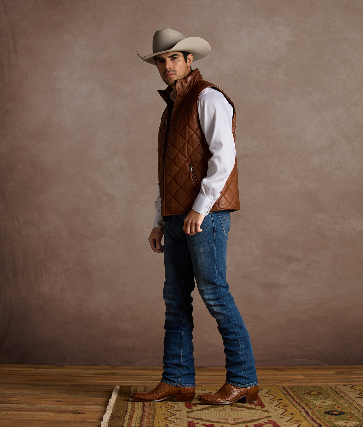 McCoy Lamb Leather Puff Vest :: Cognac 14