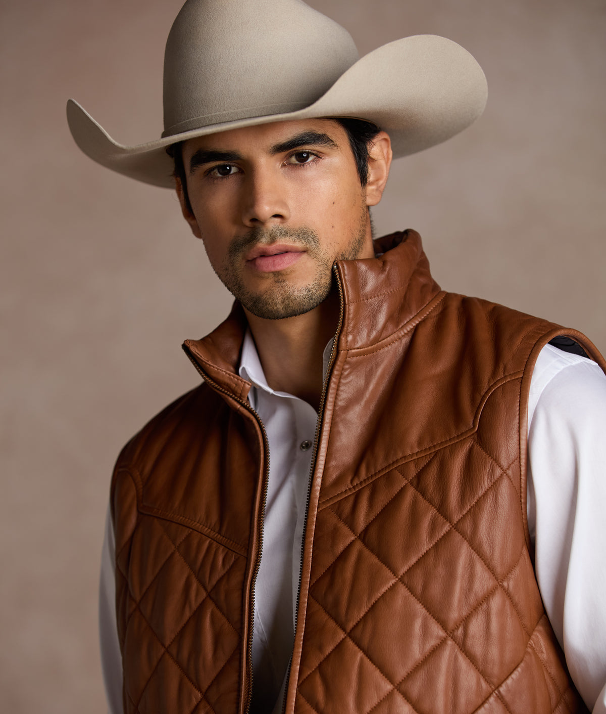 McCoy Lamb Leather Puff Vest :: Cognac 12