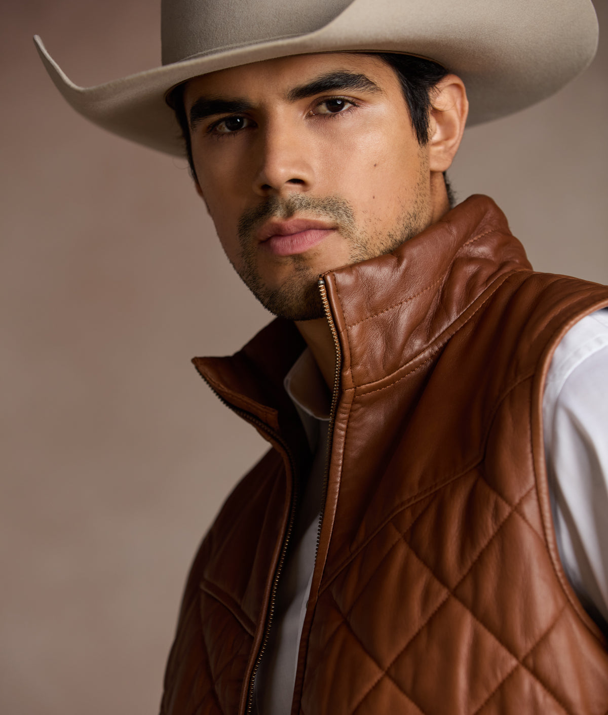 McCoy Lamb Leather Puff Vest :: Cognac 10