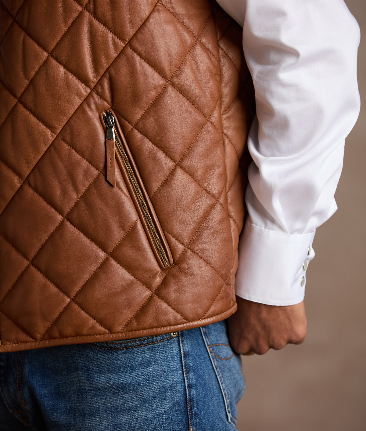 McCoy Lamb Leather Puff Vest :: Cognac 8
