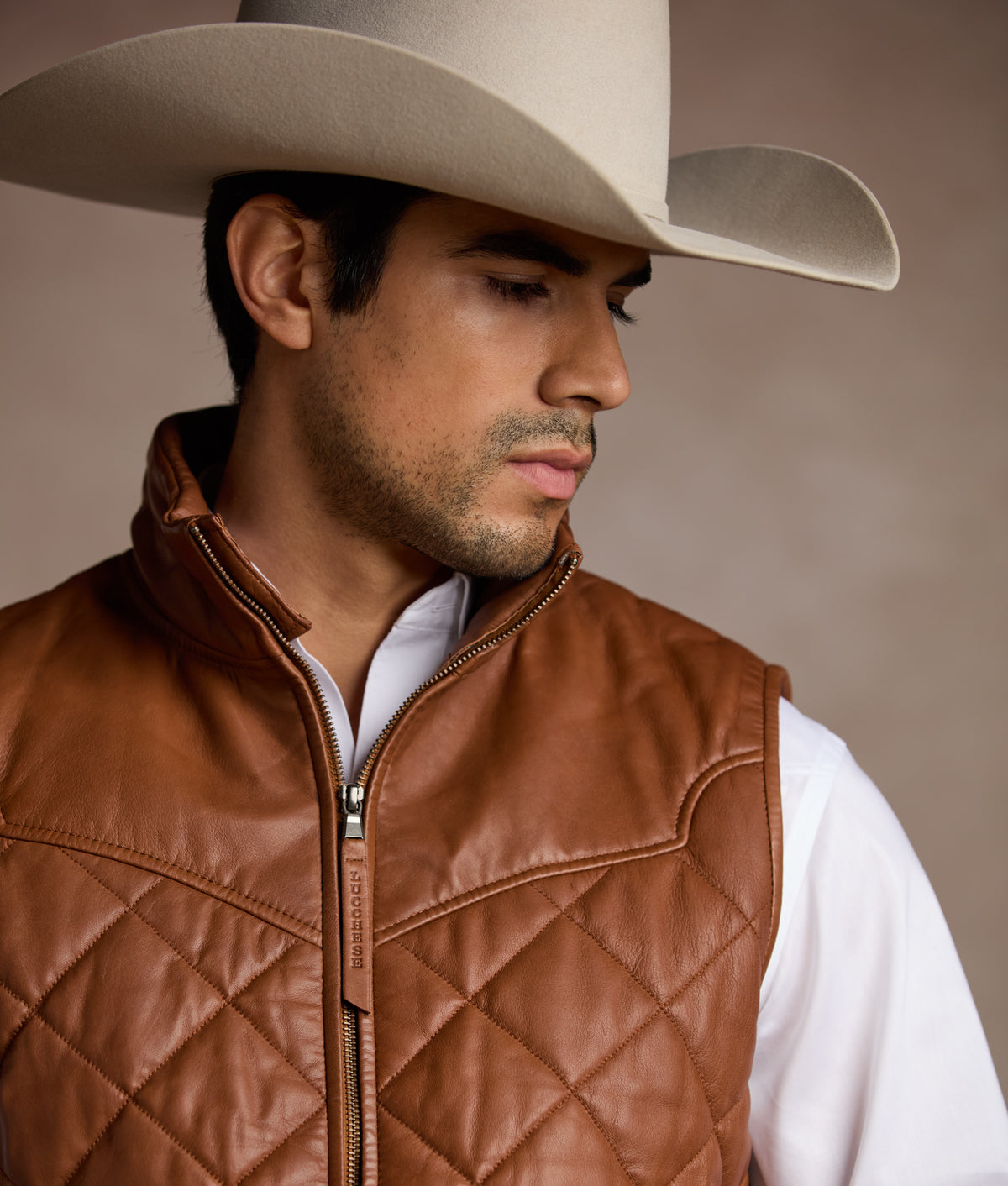 McCoy Lamb Leather Puff Vest :: Cognac 11