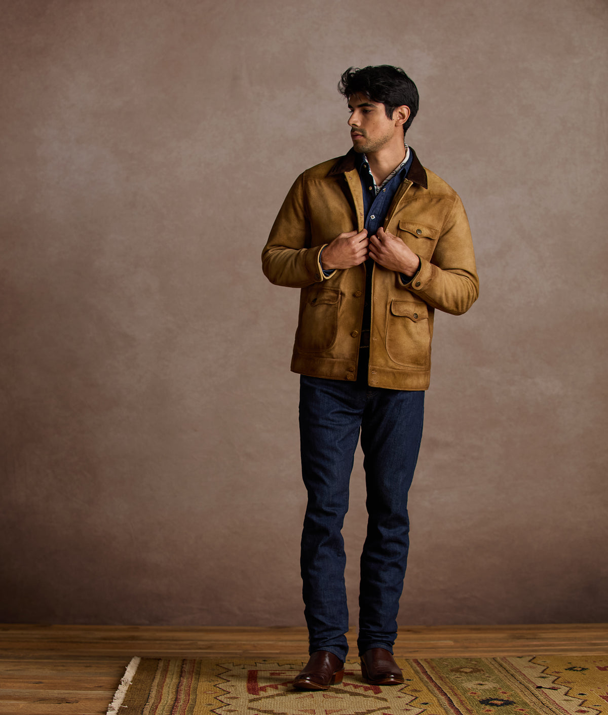 Duvall Vintage Leather Shacket :: Brown 3