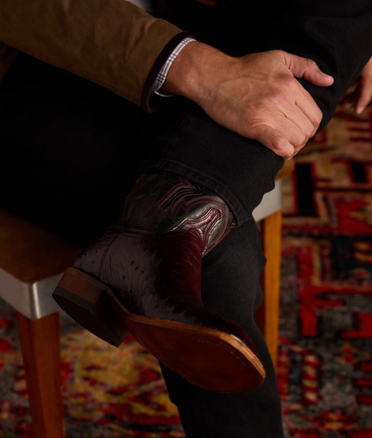 Cliff Black Cherry + Black — boot detail, sole + shaft visible 13