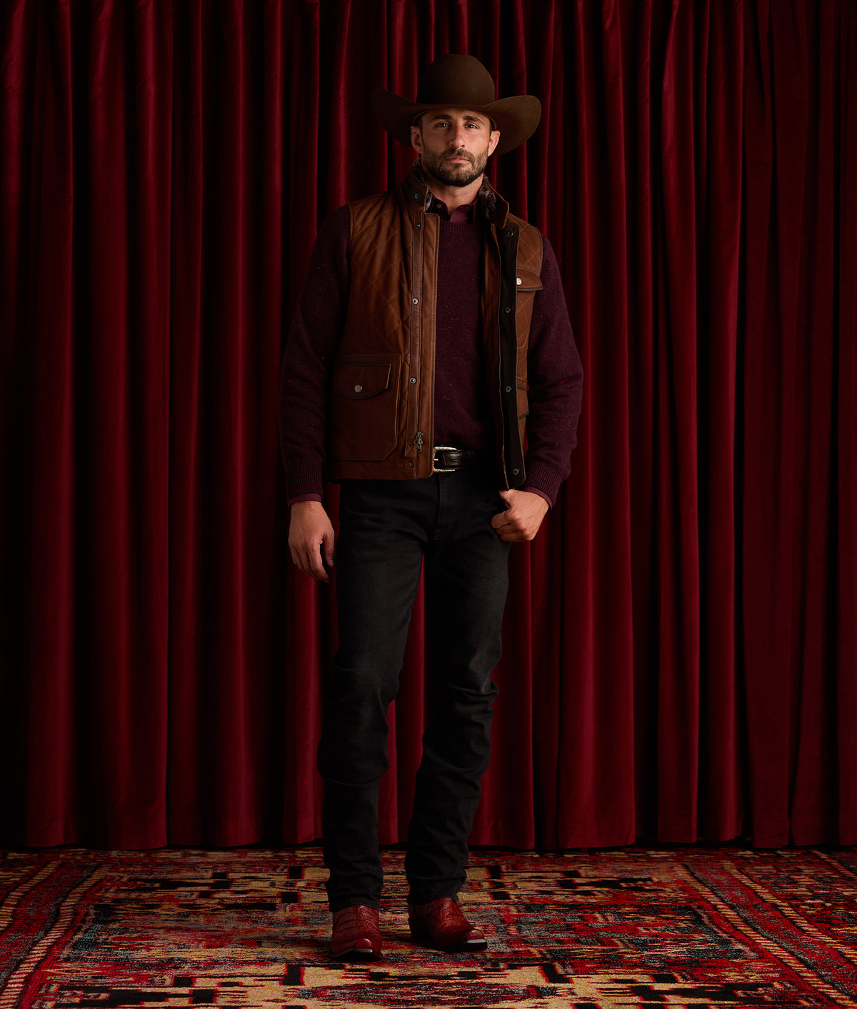 Vail Quilted Leather Vest :: Bourbon 2