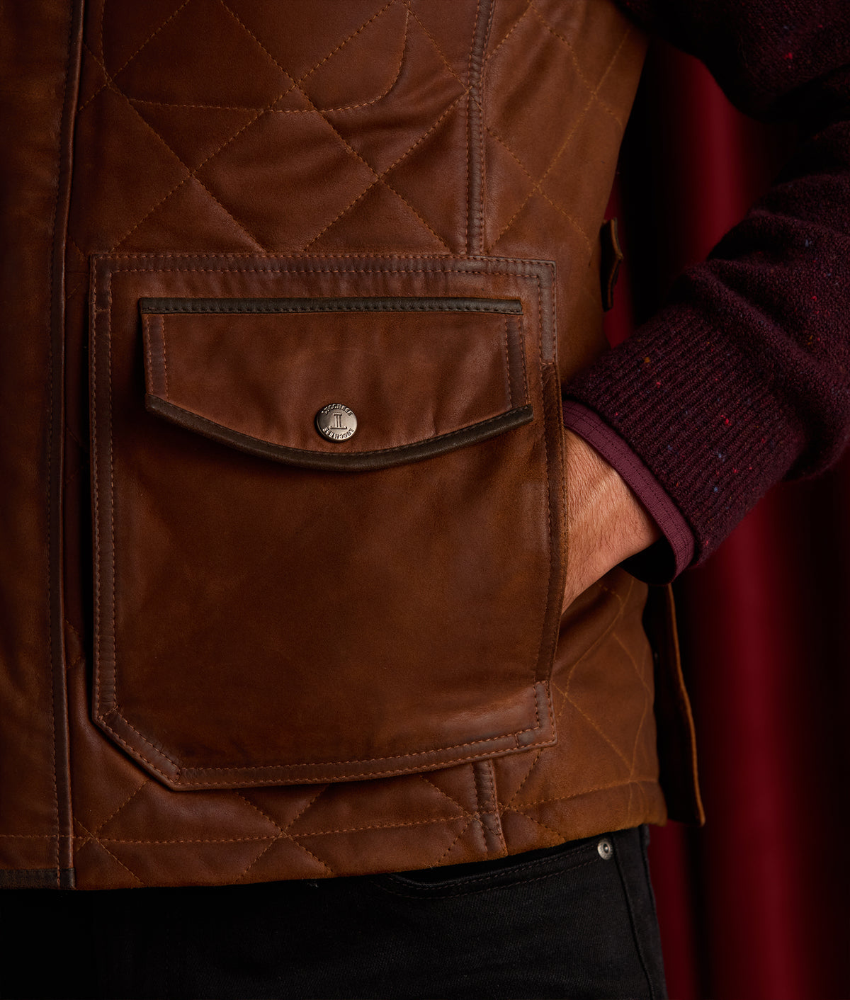 Vail Quilted Leather Vest :: Bourbon 10
