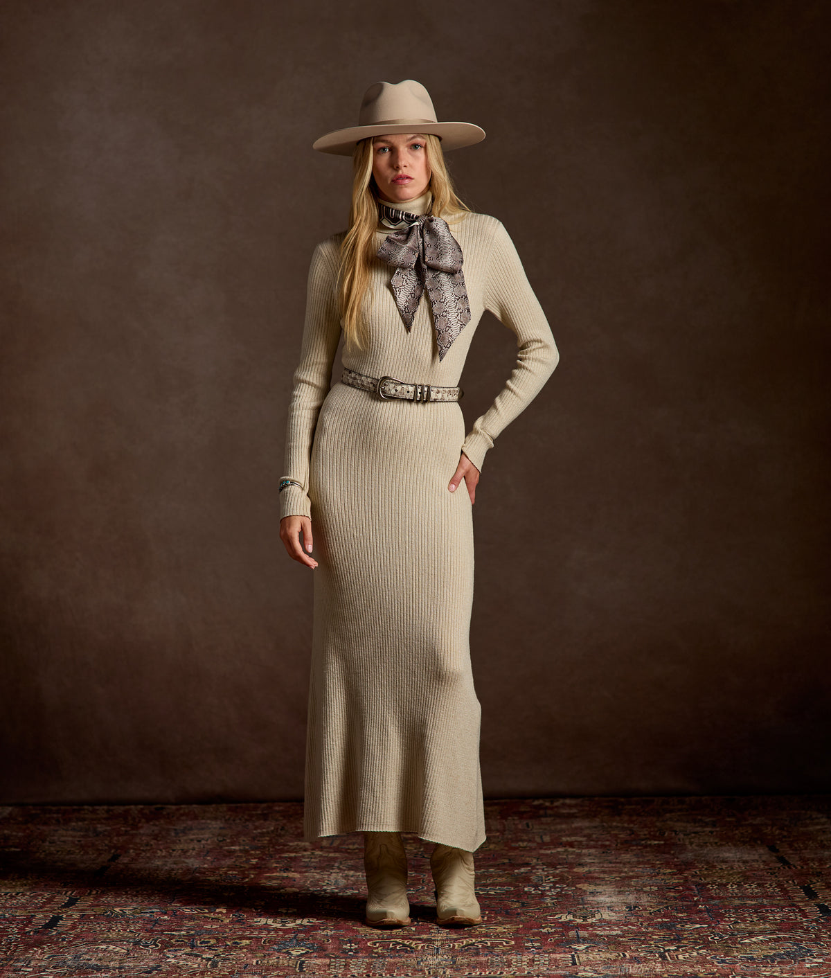 Celeste Turtleneck Dress :: Ecru 2