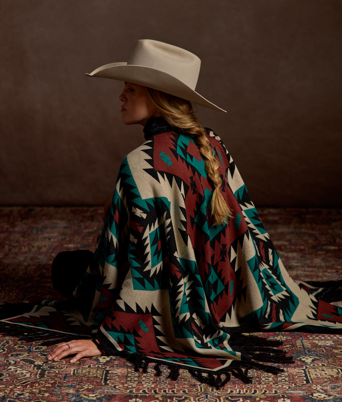 Alpaca Fleece Cape :: Blue/Multi 2