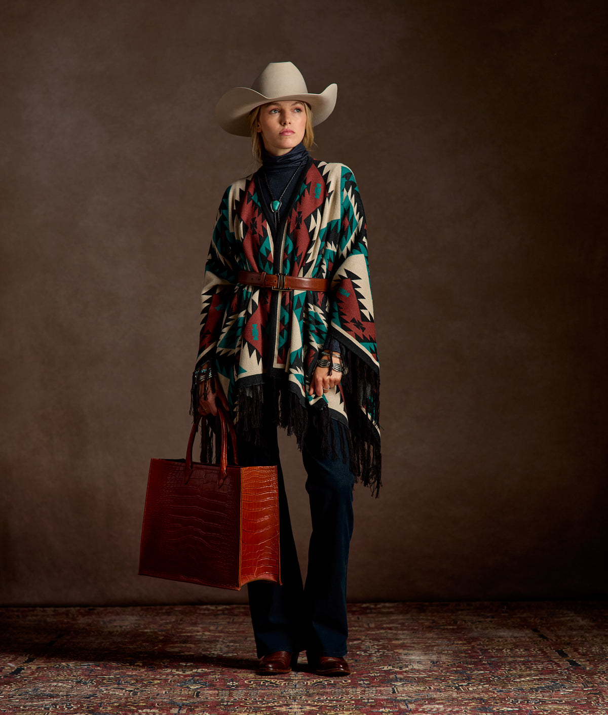 Alpaca Fleece Cape :: Blue/Multi 7