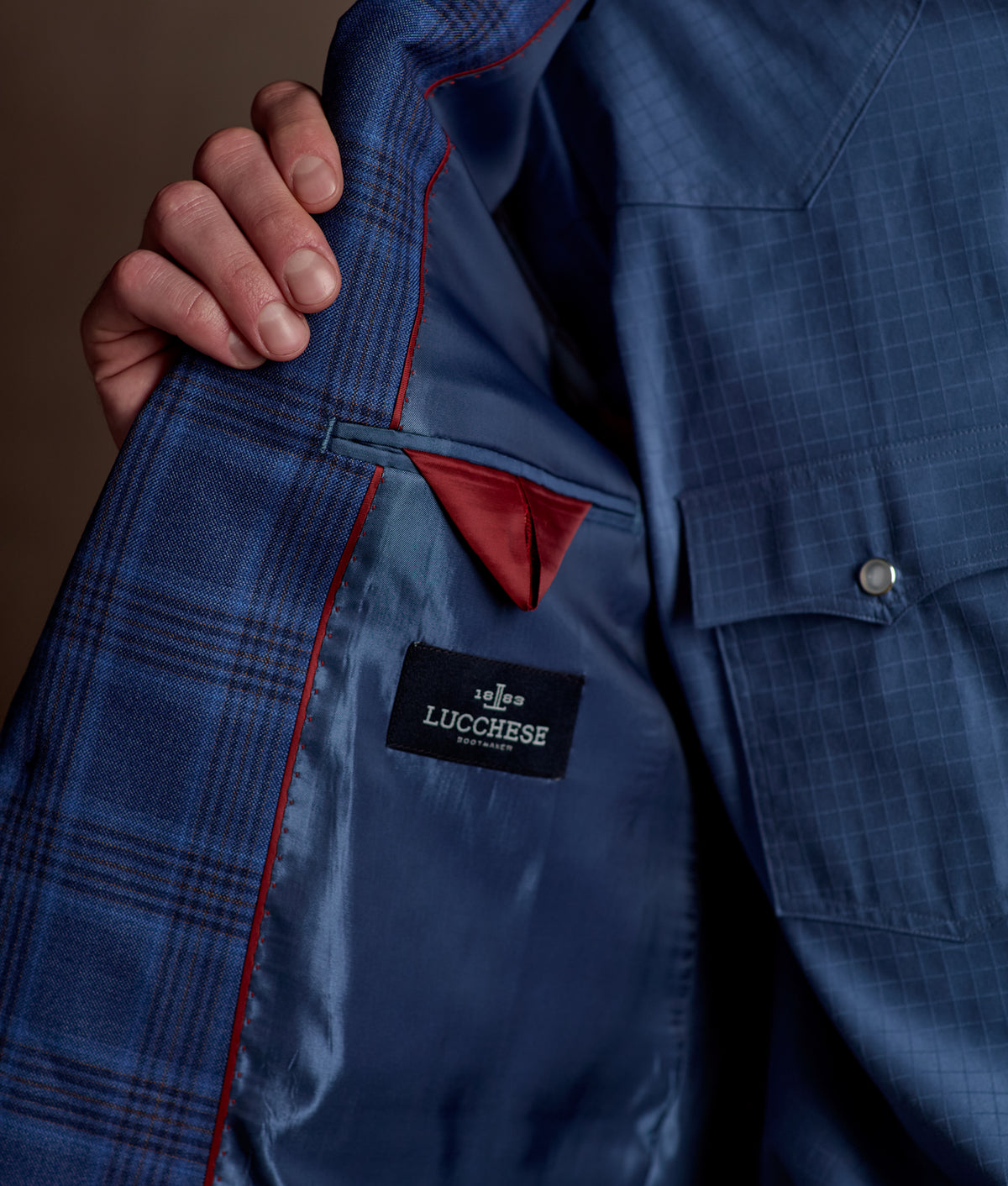 Lucchese Sport Coat :: Blue Plaid 9
