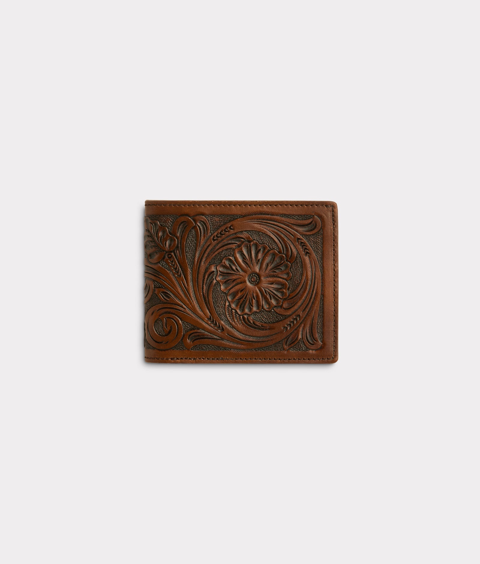 Hand Toolded Hipster Wallet :: Brown