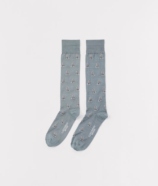 Boot Print Dress Sock :: Grey