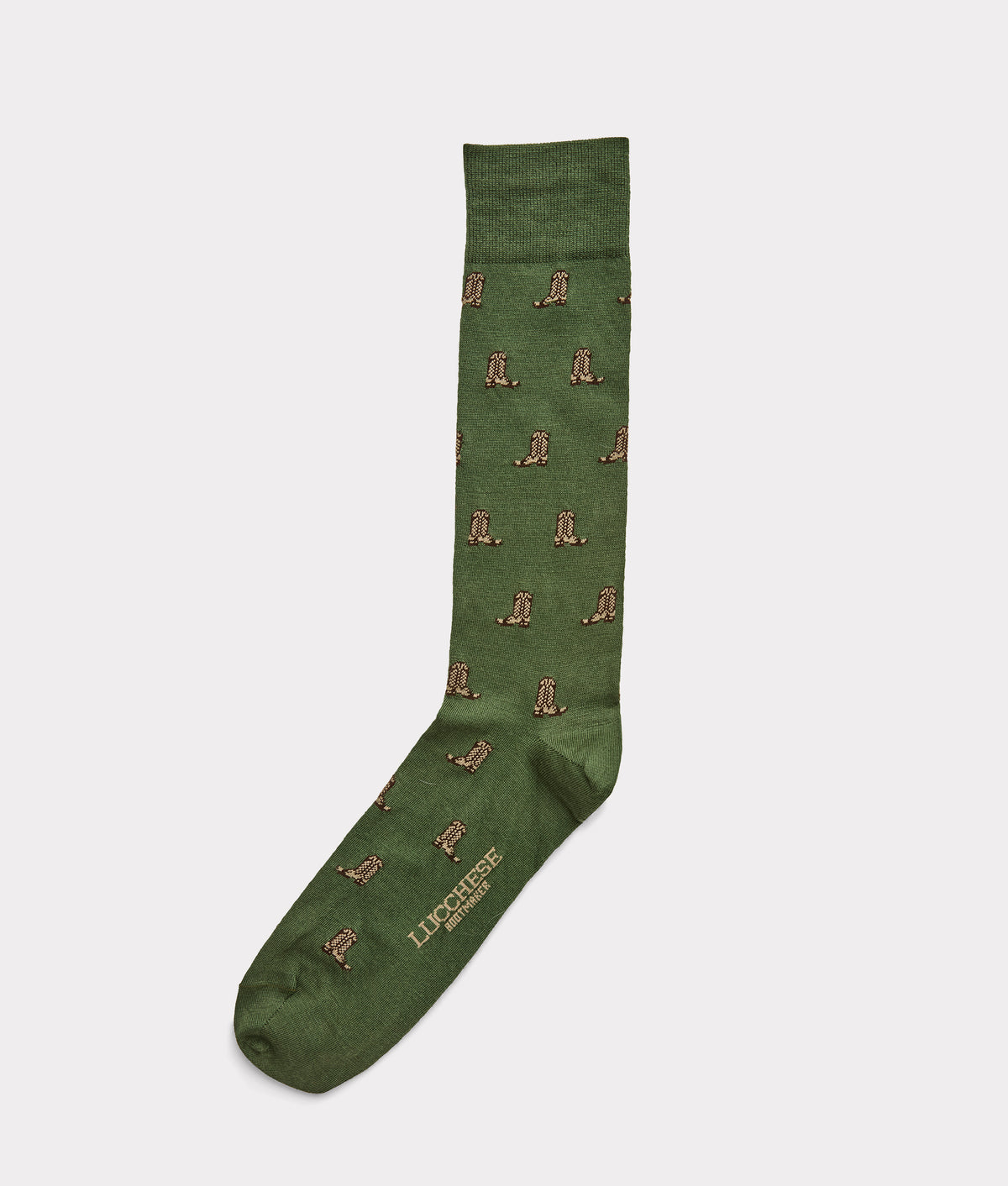 Boot Print Dress Socks :: Pine 2