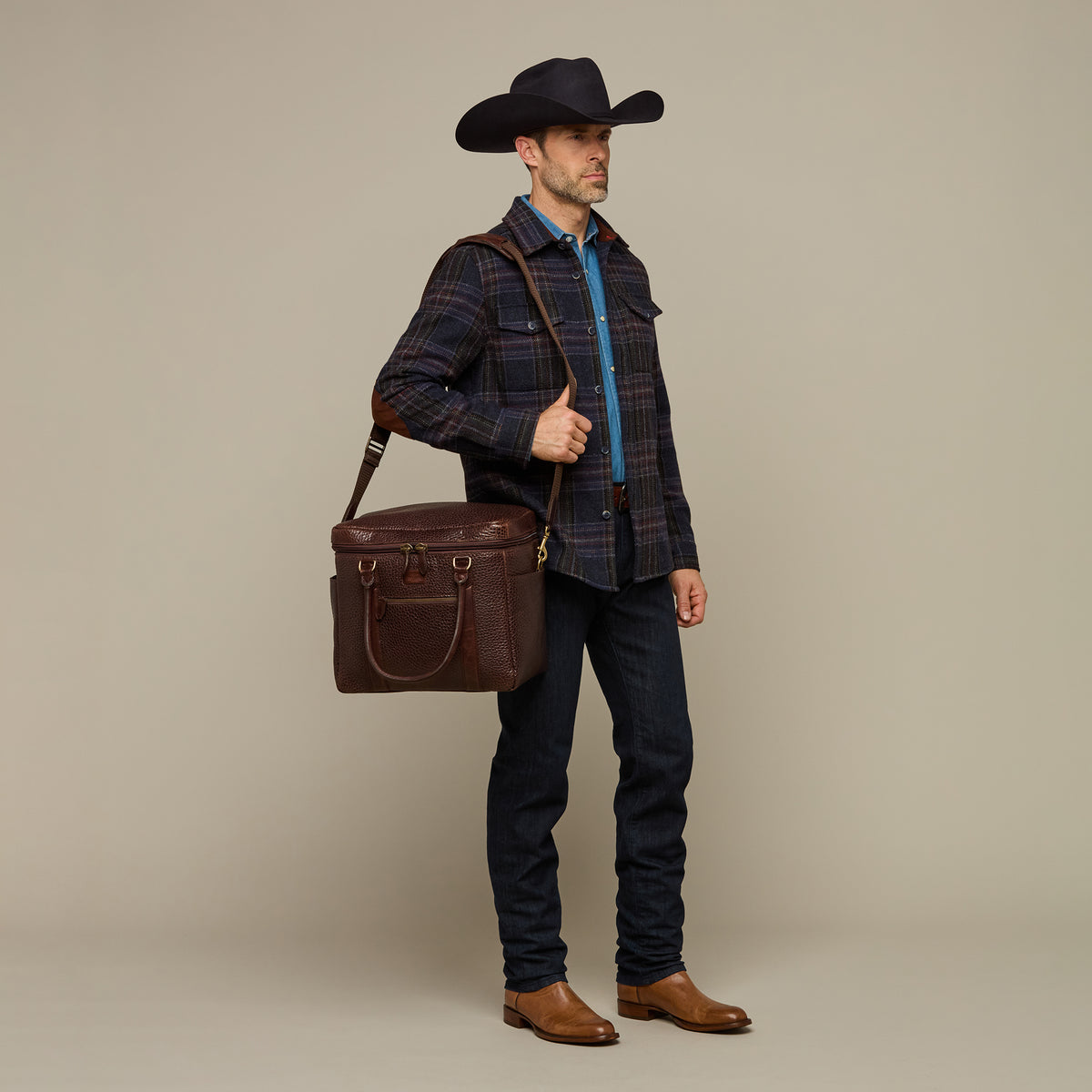 
    Pebbled Leather Cooler :: Brown