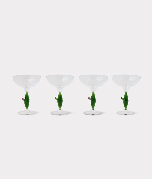 Tucson Saguaro Cactus Margarita Glasses - Set of Four :: Green