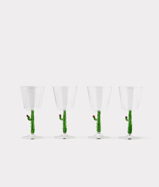 Cactus Water / Wine Glasses - Set of Four :: Green