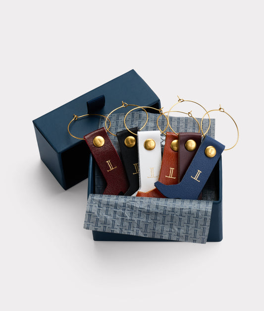 Leather Boot Wine Charms - Set Of Six :: Multi