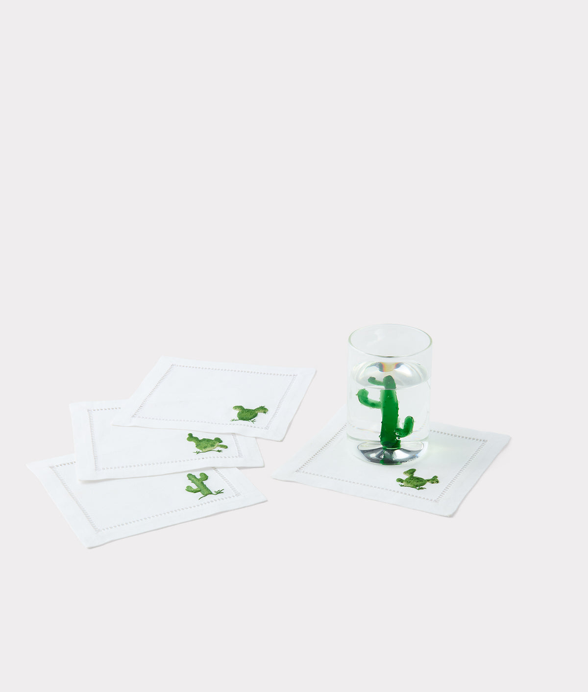 Cactus Cocktail Napkins :: White 7