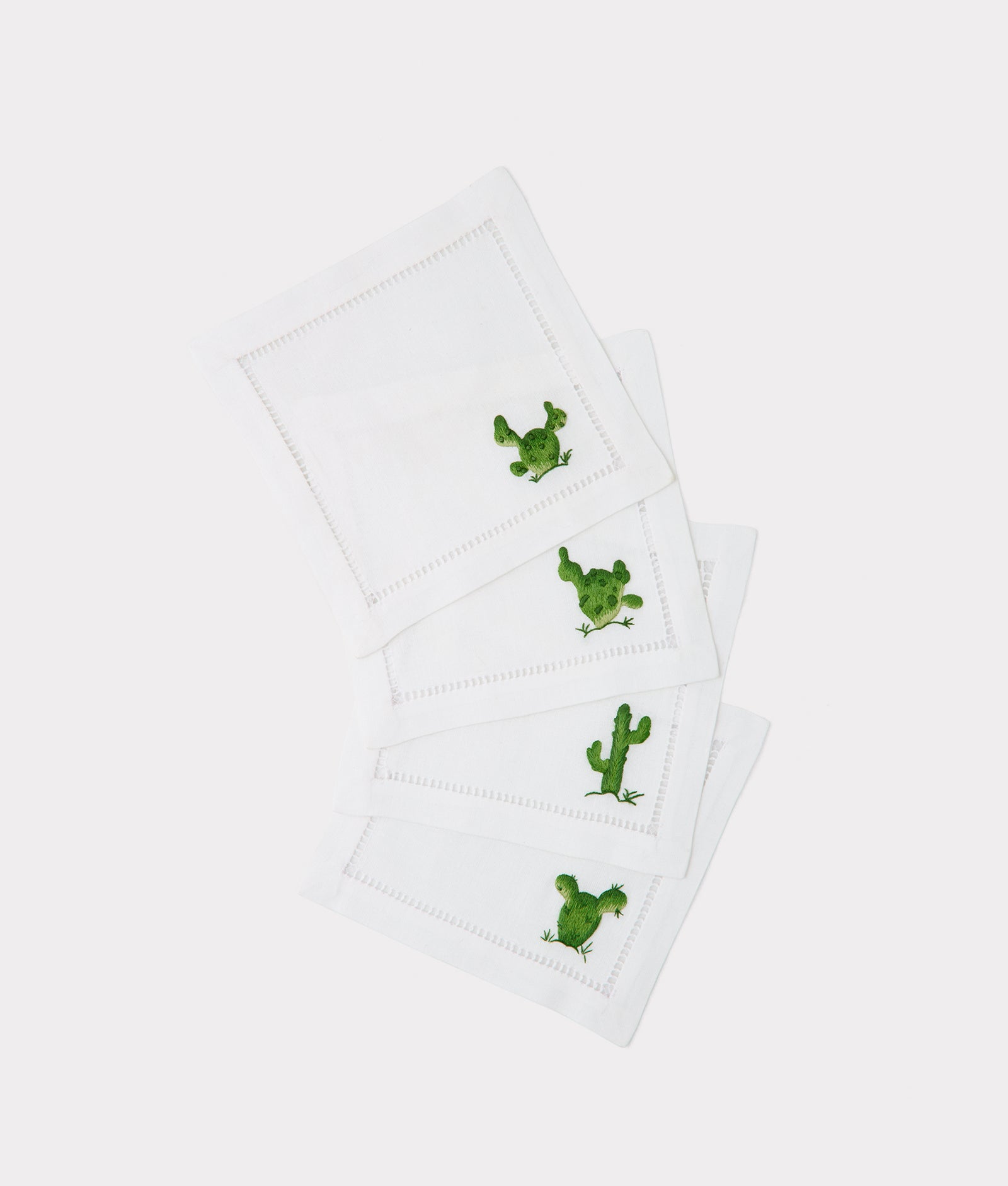 Cactus Cocktail Napkins - Set of Four :: White