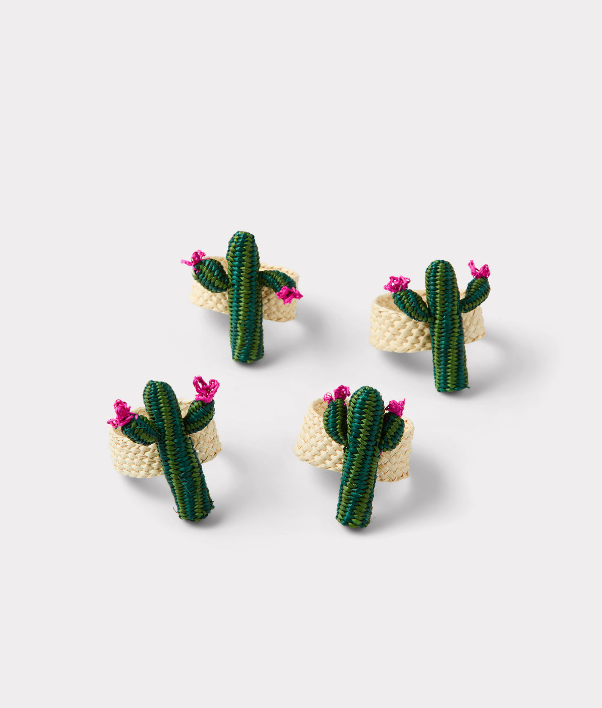 Cactus Flower Napkin Rings - Set of Four :: Green 2