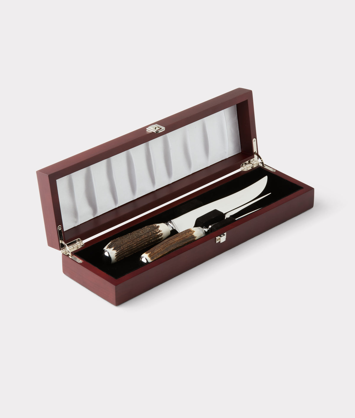 Stag Horn Carving Knife And Fork Set :: Silver 3