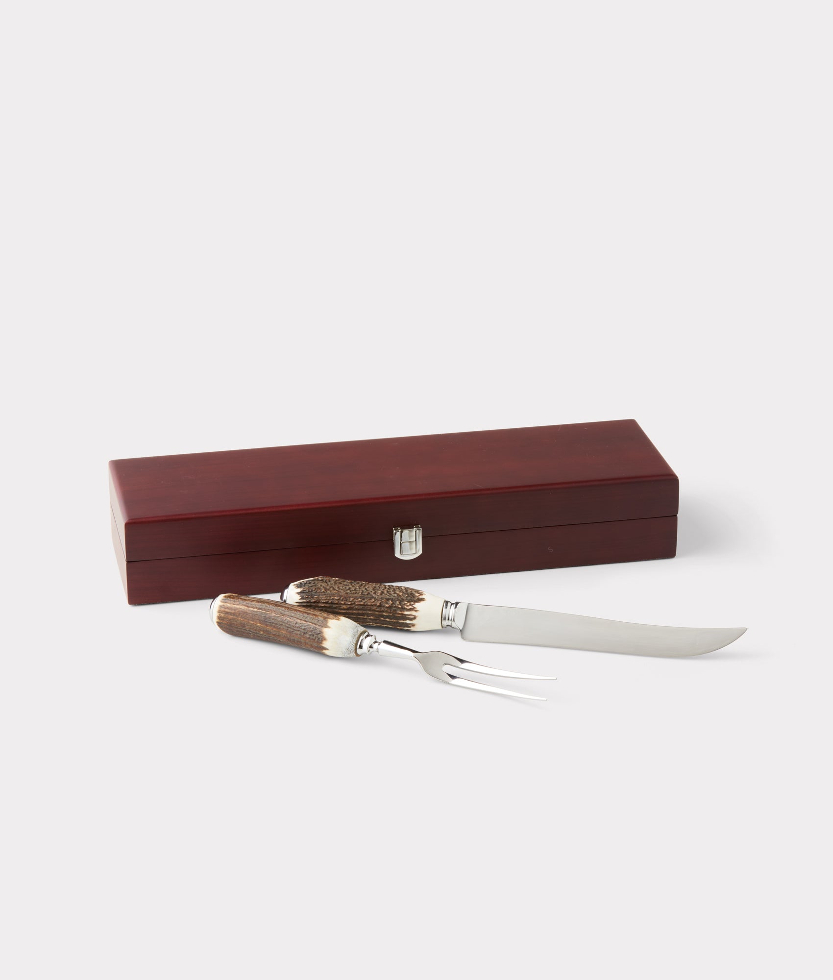 Stag Horn Carving Knife And Fork Set - Lucchese