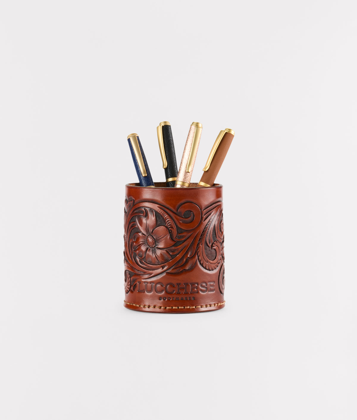 Leather Wrapped Ballpoint Pen :: Cognac 5