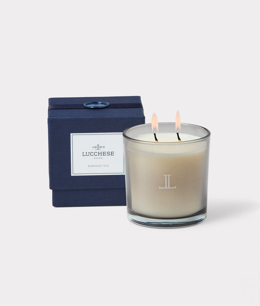 Burnished Teak Double Wick Candle :: Burnished Teak