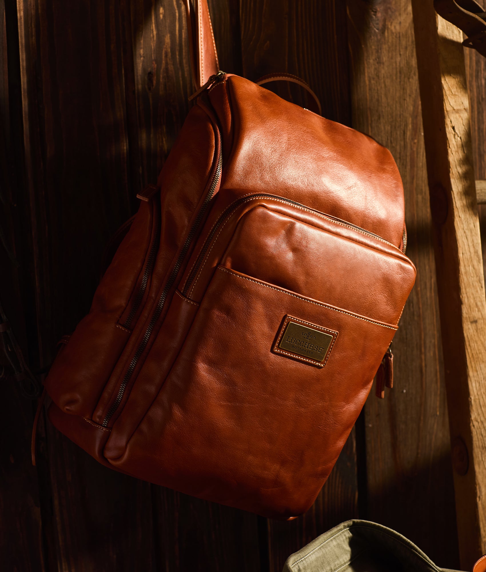 cognac backpack leather Lucchese