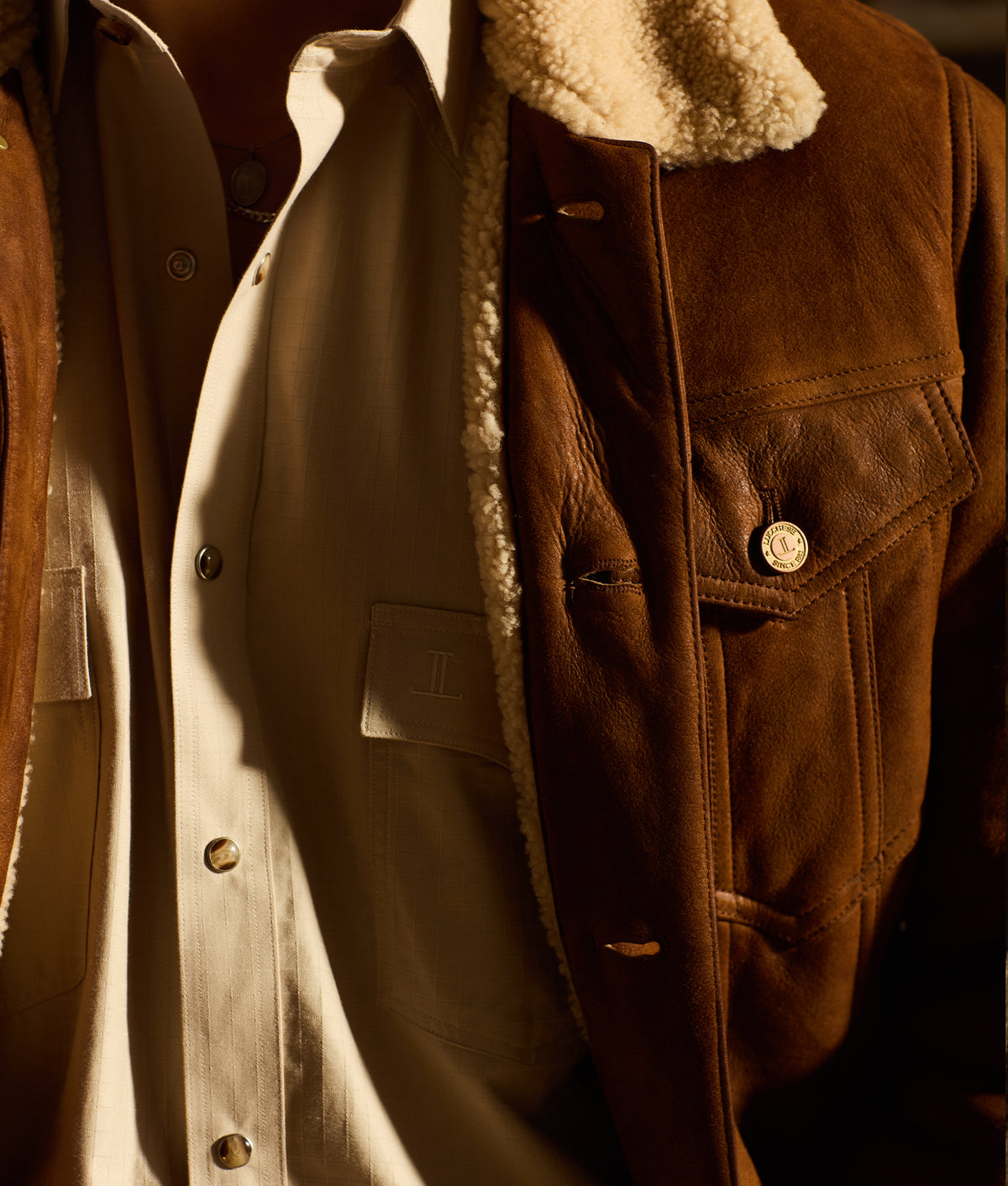 Kyle Shearling Trucker Jacket :: Cognac 8