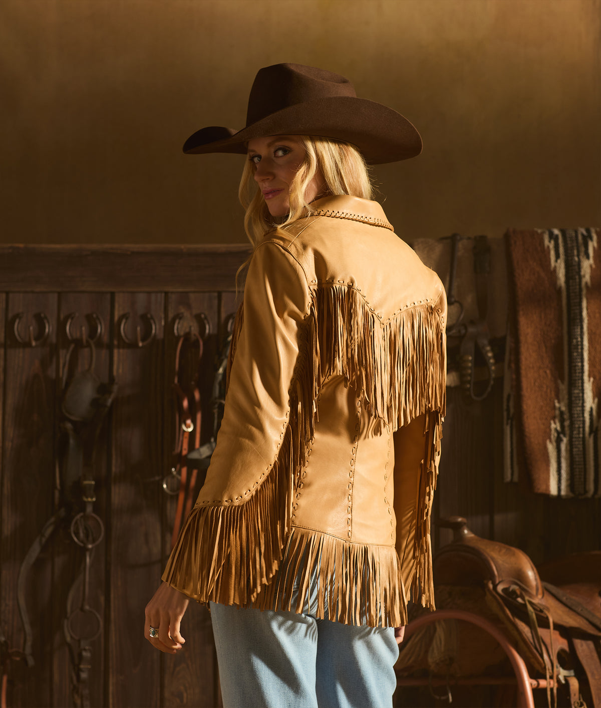 Tallulah Fringe Jacket :: Saddle Tan 2